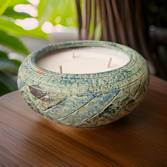 Ceramic bowl  3 wick candle