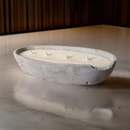 Multi Wick Concrete Oval Loaf Bowl Candle