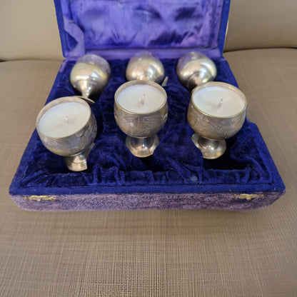 goblet candles in velvet box