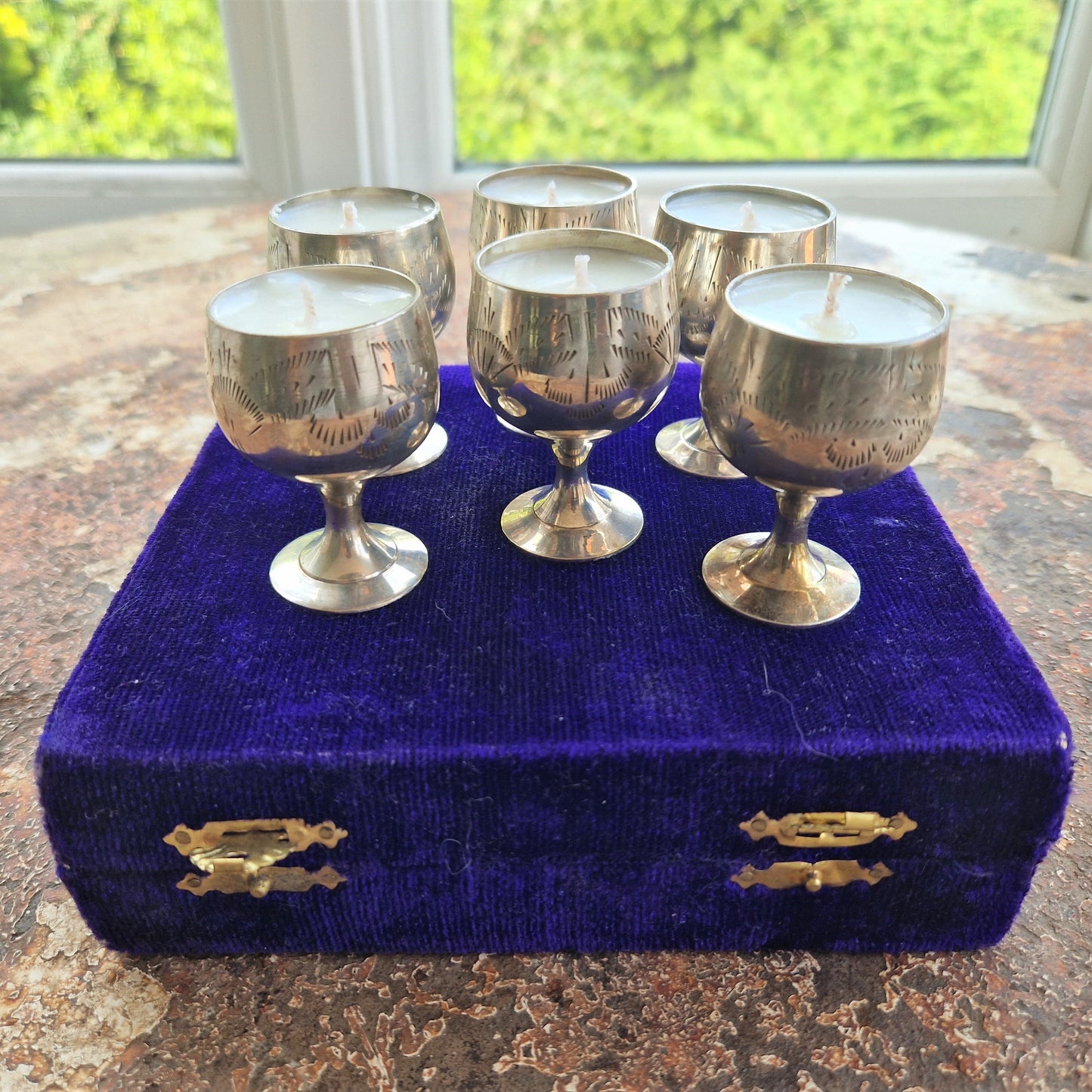 Repurposed Vintage Goblet Candles - Wellness Gift Set