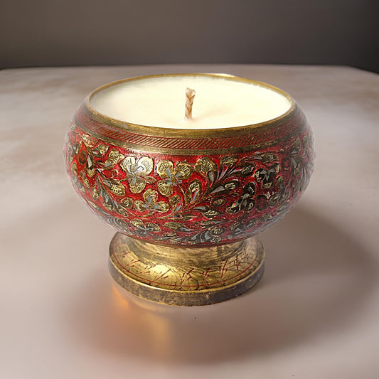 Repurposed Floral Bowl Candle - Velvet Tonka