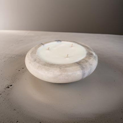 shallow marble bowl candle