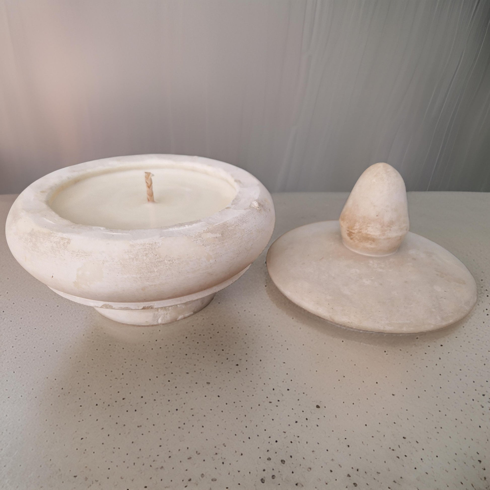 lidded marble scented candles