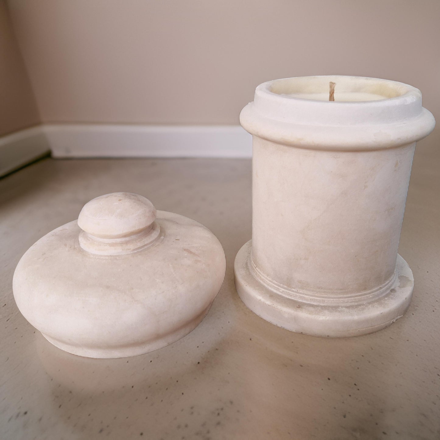 lidded marble scented candles