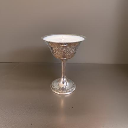 Tall silver goblet candle