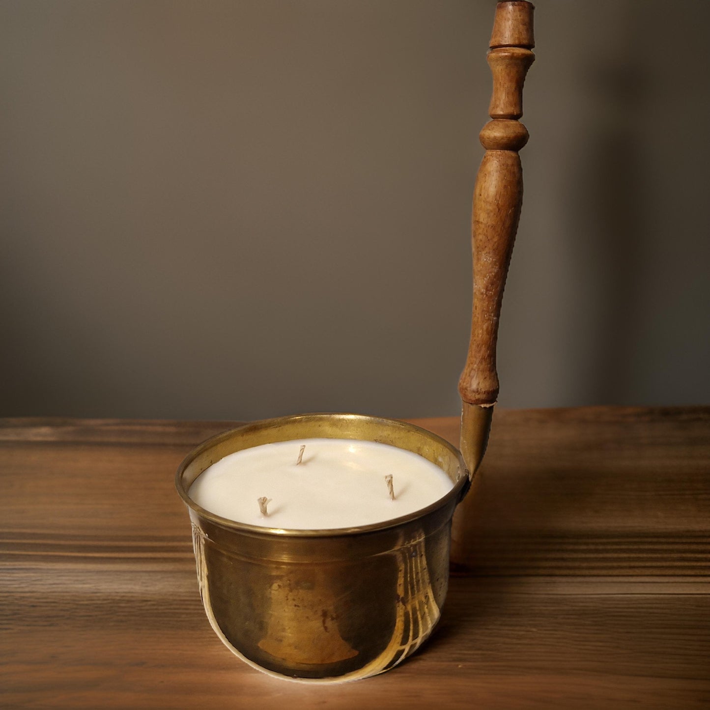 Victorian copper pot candles