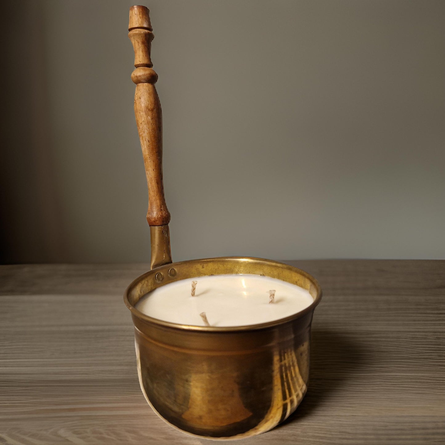 Victorian copper pot candles