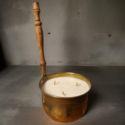 Victorian copper pot candles